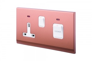 Simplicity 45A DP Cooker Switch + 13A Plug Socket W/ Neon Bronze